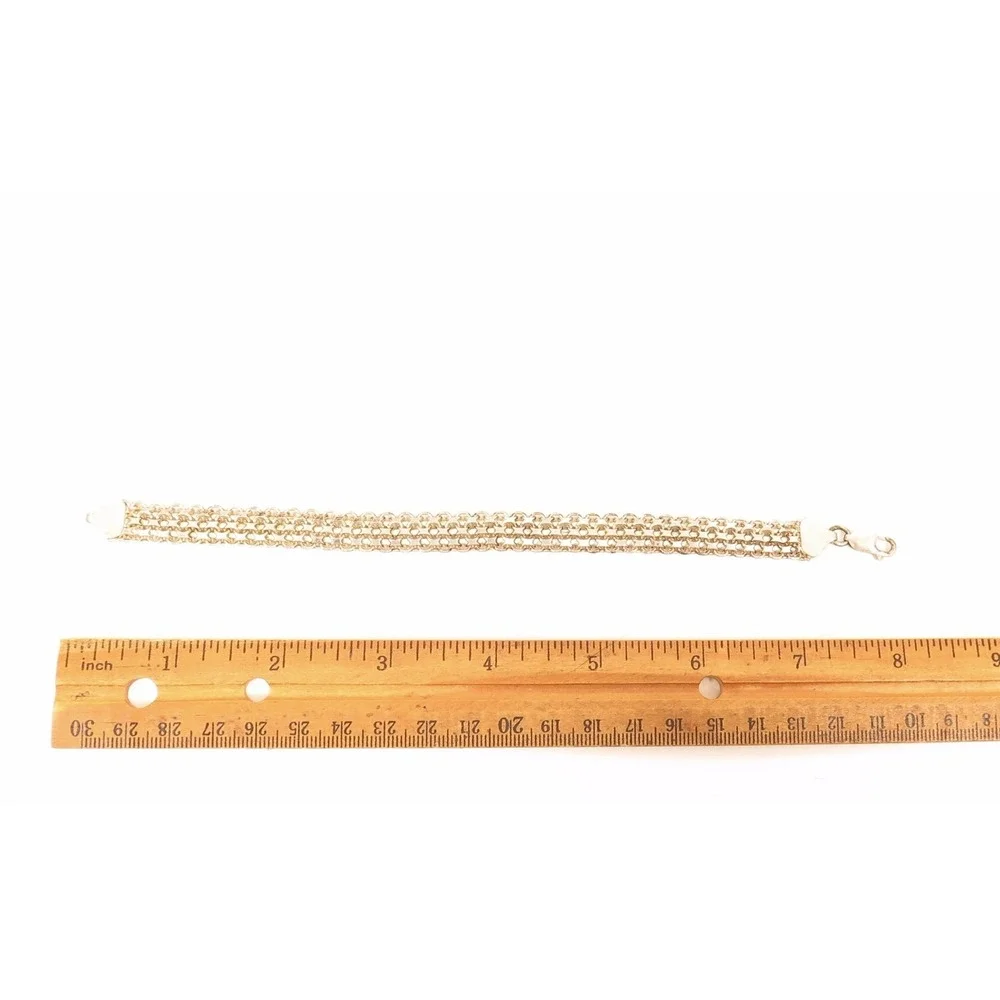 VINTAGE‎ ITAOR ITALY 925 STERLING SILVER WOVEN MULTI ROW LINK BRACELET 8 INCH